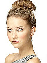 Rear View Thumbnail - Cubic Zirconia Drop Flower CZ Solitaire Earrings