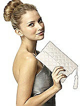 Rear View Thumbnail - Ivory Quilted Envelope Clutch with Tassel Detail