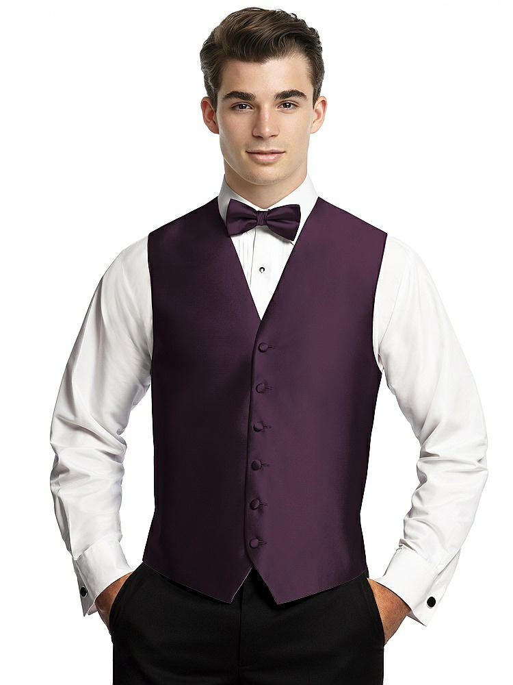 Back View - Aubergine Yarn-Dyed 6 Button Tuxedo Vest by After Six