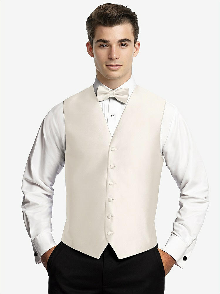 Front View - Ivory Yarn-Dyed 6 Button Tuxedo Vest by After Six