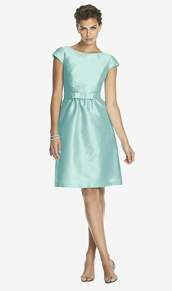 Front View - Seaside Alfred Sung Cap Sleeve Cocktail Dress D568