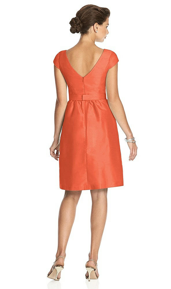 Back View - Fiesta Bateau Neck Cap Sleeves Cocktail Bridesmaid Dress 