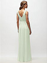 Rear View Thumbnail - Mint Green Sleeveless Draped Chiffon Maxi Dress with Front Slit