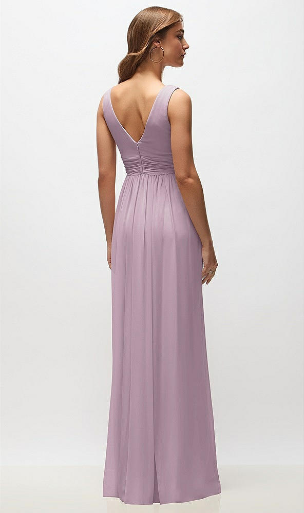 Back View - Suede Rose Sleeveless Draped Chiffon Maxi Dress with Front Slit