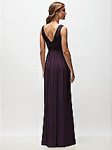 Rear View Thumbnail - Aubergine Sleeveless Draped Chiffon Maxi Dress with Front Slit