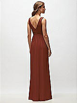 Rear View Thumbnail - Auburn Moon Sleeveless Draped Chiffon Maxi Dress with Front Slit
