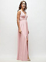 Side View Thumbnail - Ballet Pink Sleeveless Draped Chiffon Maxi Dress with Front Slit