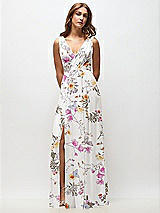 Front View Thumbnail - Butterfly Botanica Ivory Sleeveless Draped Chiffon Maxi Dress with Front Slit