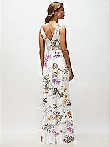 Rear View Thumbnail - Butterfly Botanica Ivory Sleeveless Draped Chiffon Maxi Dress with Front Slit