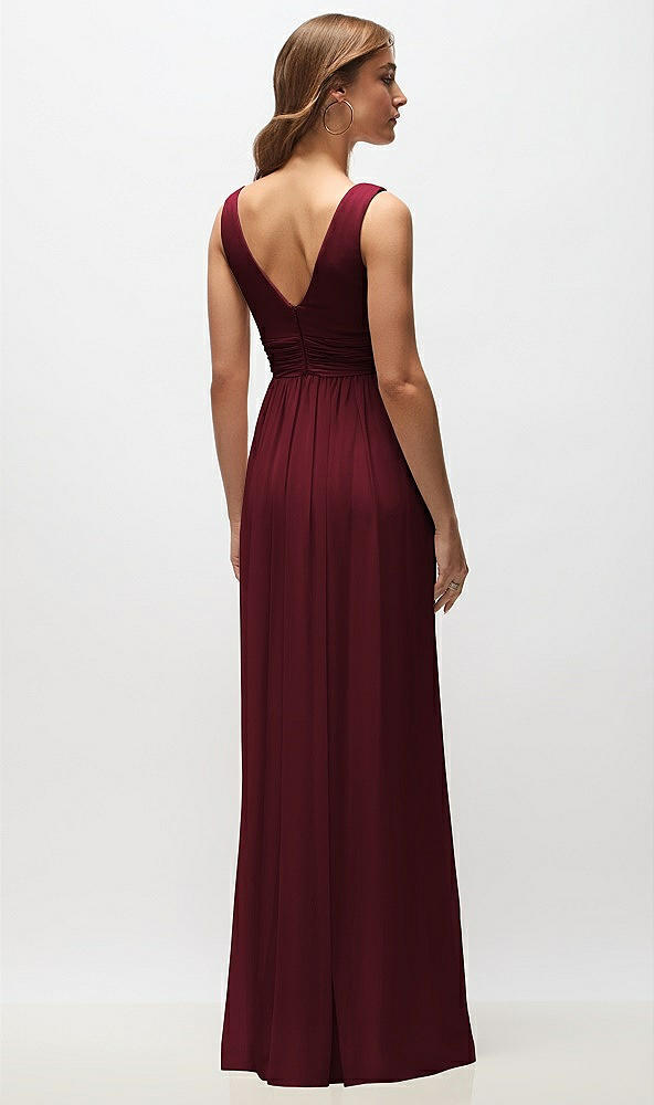 Back View - Cabernet Sleeveless Draped Chiffon Maxi Dress with Front Slit