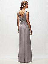 Rear View Thumbnail - Cashmere Gray Sleeveless Draped Chiffon Maxi Dress with Front Slit