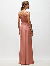 Rear View Thumbnail - Desert Rose Sleeveless Draped Chiffon Maxi Dress with Front Slit