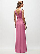 Rear View Thumbnail - Orchid Pink Sleeveless Draped Chiffon Maxi Dress with Front Slit