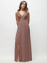 Front View Thumbnail - Sienna Sleeveless Draped Chiffon Maxi Dress with Front Slit