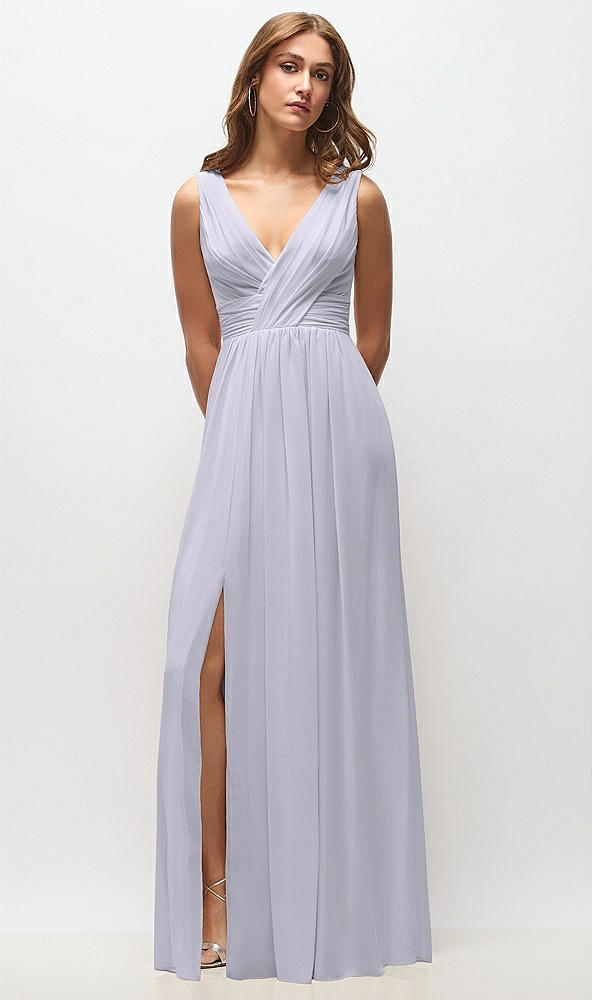Front View - Silver Dove Sleeveless Draped Chiffon Maxi Dress with Front Slit