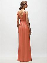 Rear View Thumbnail - Terracotta Copper Sleeveless Draped Chiffon Maxi Dress with Front Slit