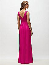 Rear View Thumbnail - Think Pink Sleeveless Draped Chiffon Maxi Dress with Front Slit