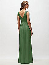 Rear View Thumbnail - Vineyard Green Sleeveless Draped Chiffon Maxi Dress with Front Slit