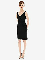 Alt View 1 Thumbnail - Black Cocktail V-Neck Fitted Sleeveless Dress