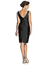 Rear View Thumbnail - Black Cocktail V-Neck Fitted Sleeveless Dress