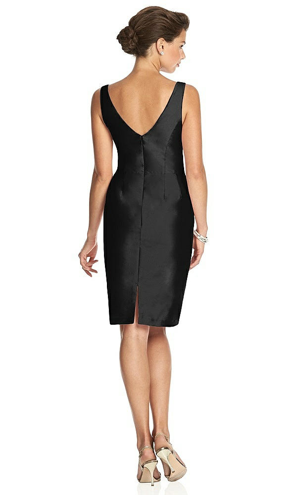 Back View - Black Cocktail V-Neck Fitted Sleeveless Dress