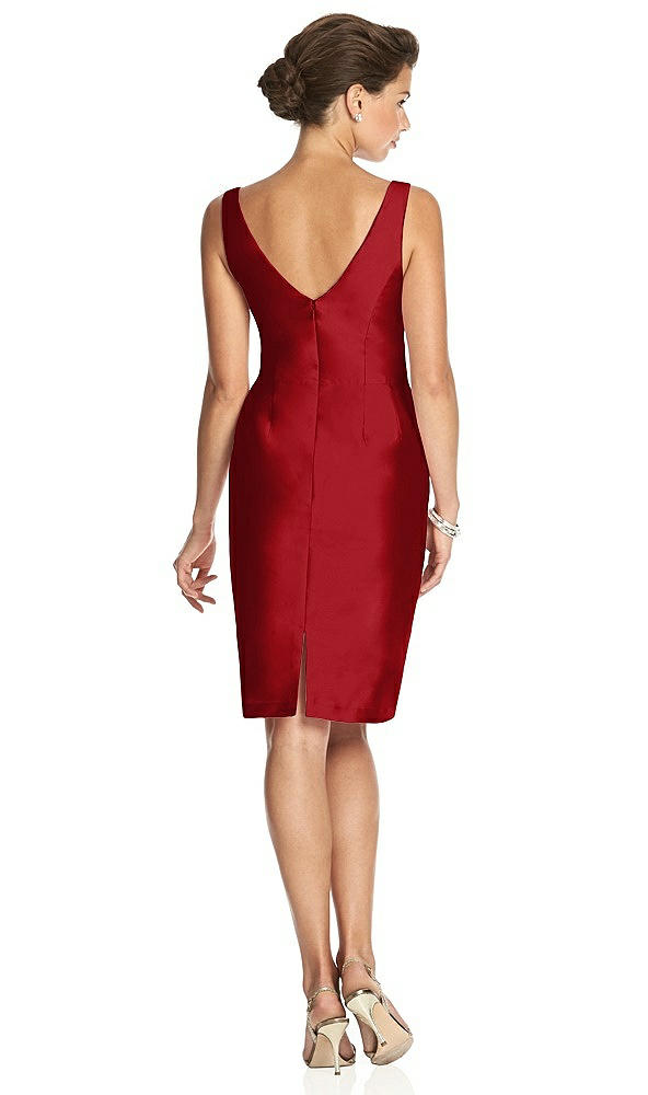 Back View - Garnet Cocktail V-Neck Fitted Sleeveless Dress