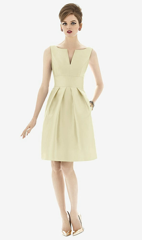 Front View - Butter Yellow Alfred Sung Bridesmaid Dress D654