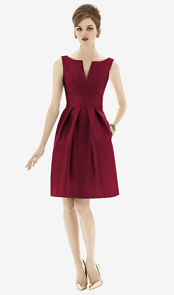 Front View - Burgundy Alfred Sung Bridesmaid Dress D654