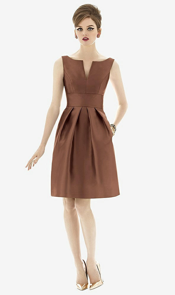 Front View - Cognac Alfred Sung Bridesmaid Dress D654