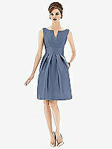 Front View Thumbnail - Larkspur Blue Alfred Sung Bridesmaid Dress D654