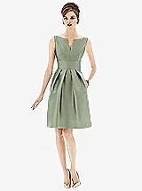 Front View Thumbnail - Sage Alfred Sung Bridesmaid Dress D654