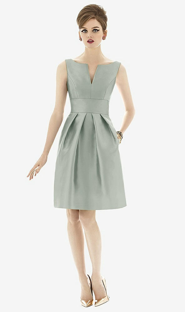 Front View - Willow Green Alfred Sung Bridesmaid Dress D654