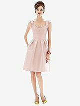 Front View Thumbnail - Blush Cocktail Sleeveless Satin Twill Dress