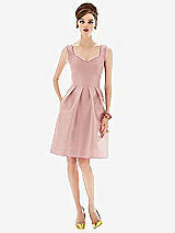 Front View Thumbnail - Rose Cocktail Sleeveless Satin Twill Dress