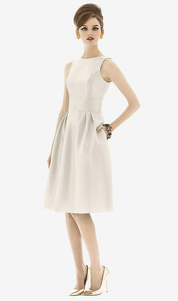 Front View - Ivory Alfred Sung Open Back Cocktail Dress D660