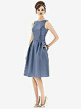 Front View Thumbnail - Larkspur Blue Alfred Sung Open Back Cocktail Dress D660