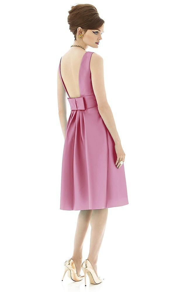 Back View - Powder Pink Alfred Sung Open Back Cocktail Dress D660