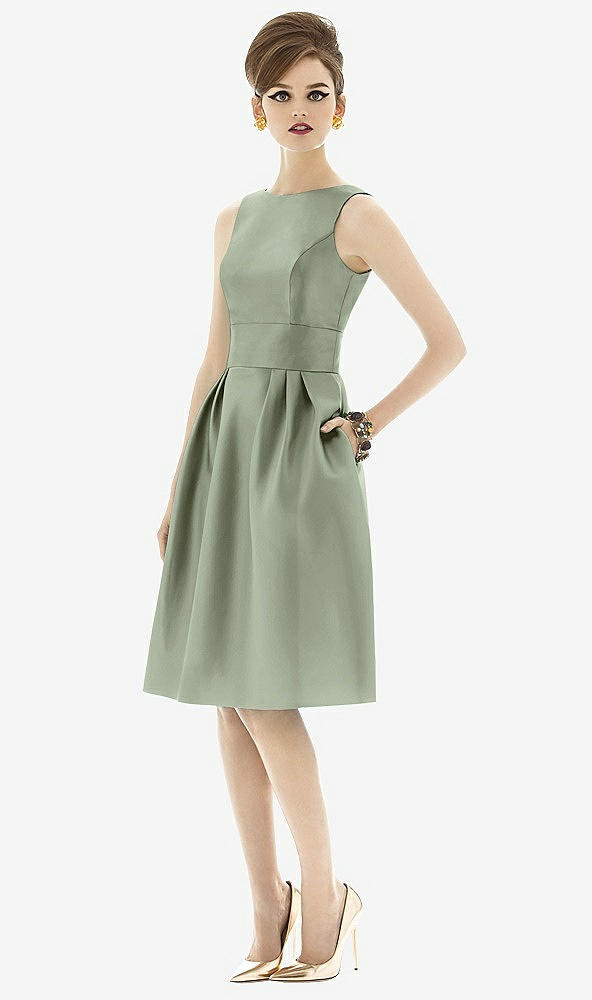 Front View - Sage Alfred Sung Open Back Cocktail Dress D660