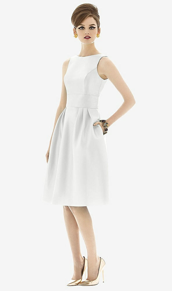 Front View - White Alfred Sung Open Back Cocktail Dress D660