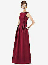 Front View Thumbnail - Burgundy Alfred Sung Open Back Satin Twill Gown D661