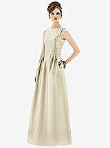 Front View Thumbnail - Champagne Alfred Sung Open Back Satin Twill Gown D661