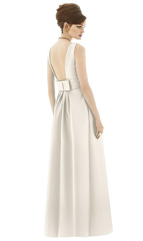 Back View - Ivory Alfred Sung Open Back Satin Twill Gown D661