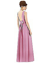 Rear View Thumbnail - Powder Pink Alfred Sung Open Back Satin Twill Gown D661
