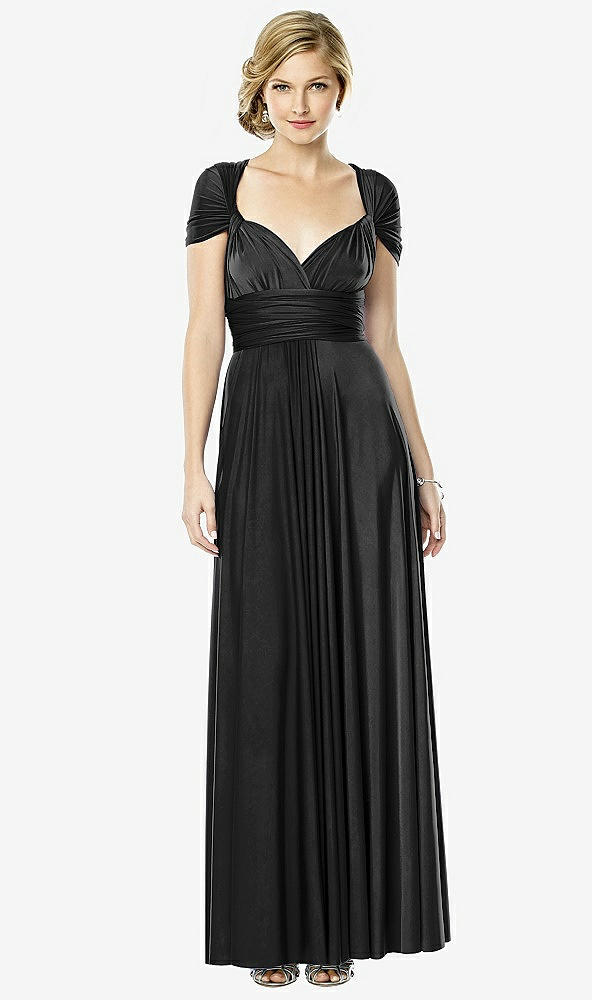 Front View - Black Twist Wrap Convertible Maxi Dress