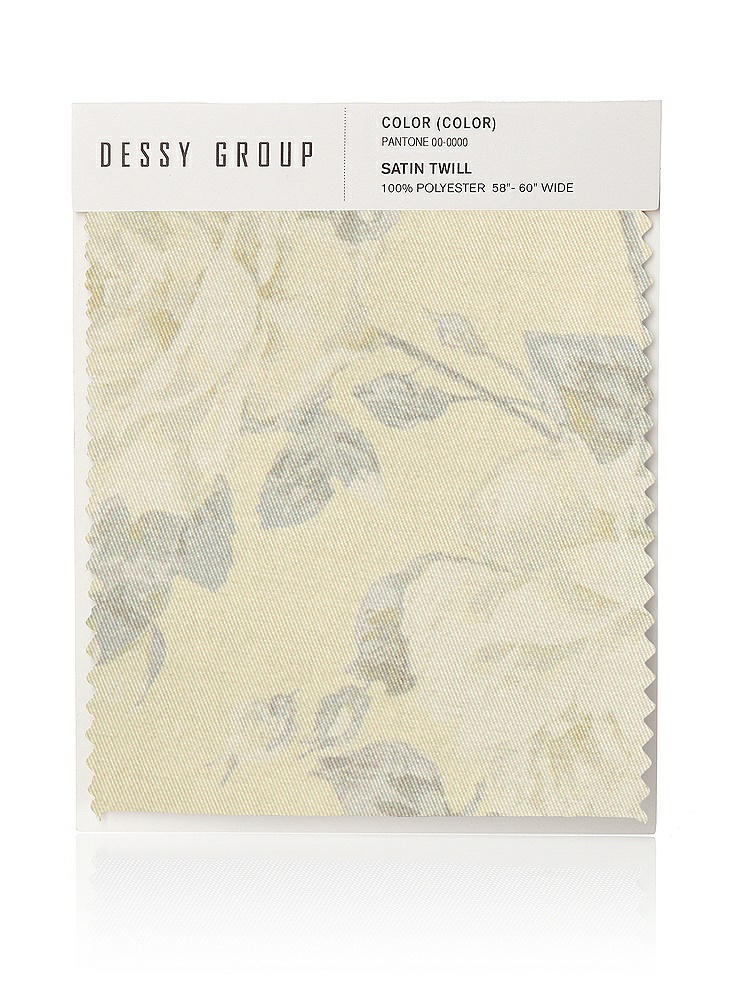 Front View - Butter Yellow Floral Satin Twill Swatch