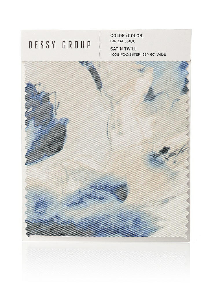 Front View - Inkwash Blue Floral Satin Twill Swatch