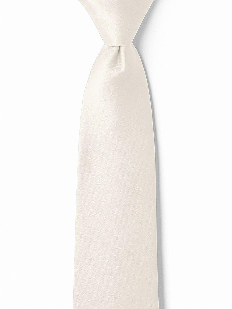 Front View - Ivory Matte Satin Boy's 14" Zip Necktie by After Six