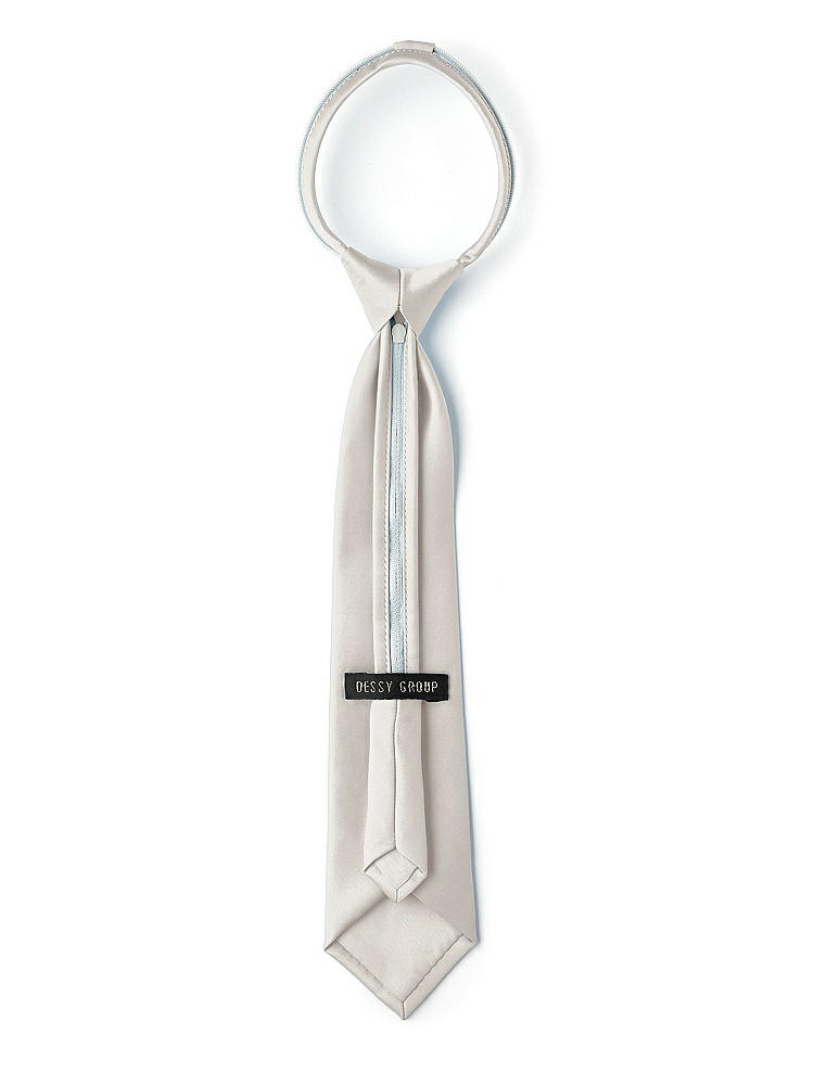 Back View - Oyster Matte Satin Boy's 14" Zip Necktie by After Six
