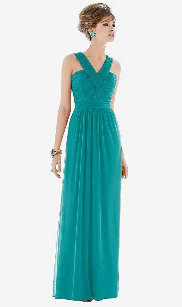 Front View - Mediterranean Maxi Chiffon Sleeveless Halter Dress