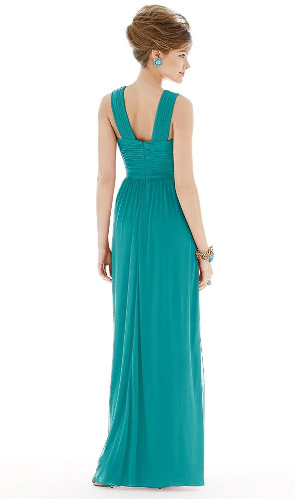 Back View - Mediterranean Maxi Chiffon Sleeveless Halter Dress